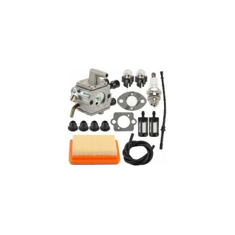 Rnemitery Kit de filtre à air pour carburateur Stihl FS120 FS200 FS250 FS300 FS350 FR350 FR450 FR480 Comprend bougie et filtres Métal durable