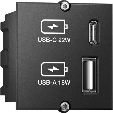 Modulo caricabatterie USB A&C Bachmann 917.227, USB A + USB C, 0-35°C, nero, IP20, 250 V, 50/60 Hz, 917.227 (1/5)