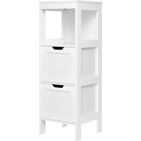 Mondeer Mobile Bagno, 2 Cassetti Regolabili Stile Moderno di Legno Utilizzato in Bagno Soggiorno Camera da Letto Cucina,Bianco (1/4)