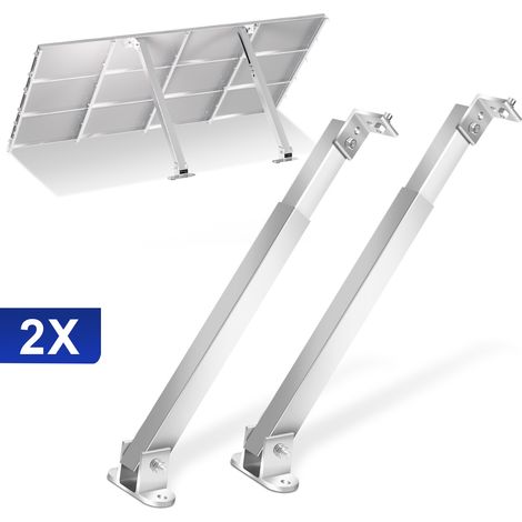 Jiubiaz 1 coppia di supporti per pannello solare regolabili, 38-68 cm, alluminio 6063, angolo 0-60°, argento, per moduli 50-190 W, tetto, balcone e barca (1/5)