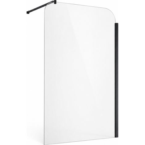OTITEC Paroi de douche VENECIA 100 x 200 cm noir verre transparent 6 mm (1/4)