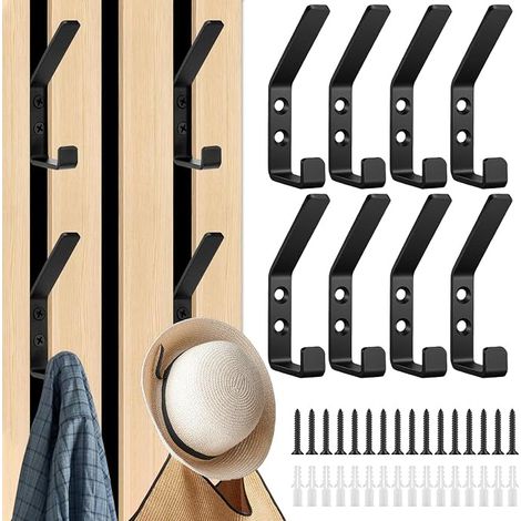 Lot de 8 crochets pour panneaux acoustiques – Crochets de manteau, panneaux acoustiques, accessoires avec vis pour panneaux acoustiques, salle de bain, chambre à coucher, panneaux muraux (1/5)