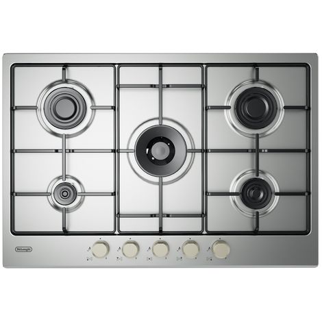 De'Longhi YLG 75 F Table de cuisson à gaz encastrable 5 feux 75 cm Acier Inox