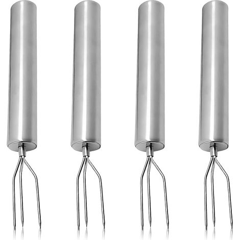 Fourchette à Pommes de Terre,Lot de 4 Fourchette à Barbecue,en Acier Inoxydable à 3 Dents,Réutilisable,pour Légumes, Grillades,Légumes Verts, épis de Maïs, Grillades (1/5)