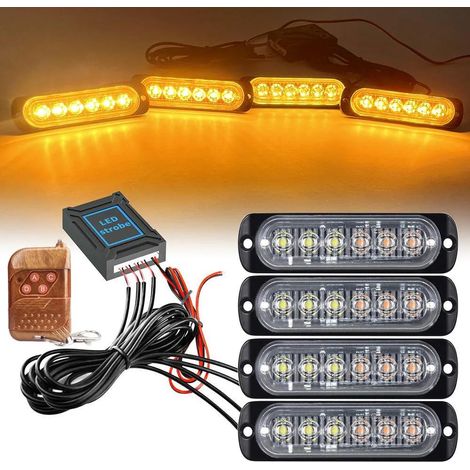 Indicador impermeable para la parrilla del radiador, de 1 a 4 LED, control remoto inalámbrico, luz intermitente, luces de posición laterales para camiones, faros delanteros intermitentes para automóvi (1/5)