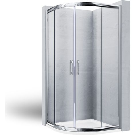 SONNI Duschkabine viertelkreis runddusche eckeinstieg Doppel Schiebetür Dusche Duschabtrennung mit Rahmen 90x90x185cm