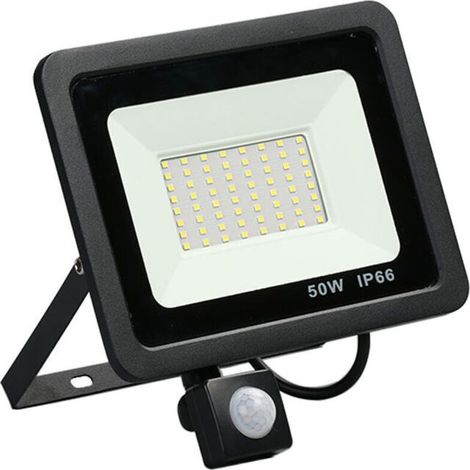 Projecteur à détecteur de mouvement 50W – Étanche IP66 – Lumière blanche froide 6500K – Capteur PIR 180° pour éclairage extérieur (1/4)