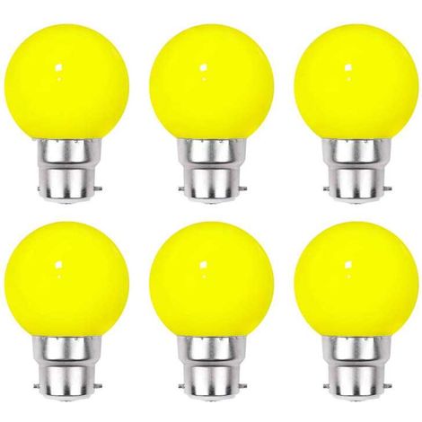 Lot de 6 ampoules Led Jaunes B22 Incassables - Guirlandes guinguette - Culot baïonnette