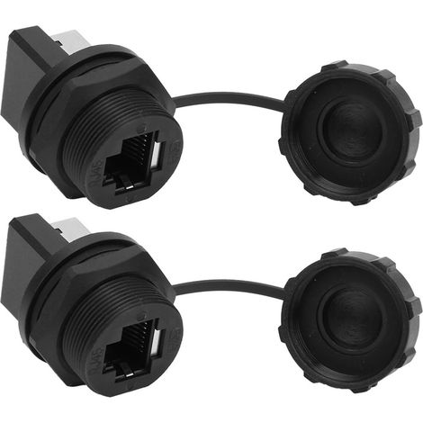Lot de 2 connecteurs RJ45 à 180° pour montage sur panneau extérieur, étanches IP67. (1/5)