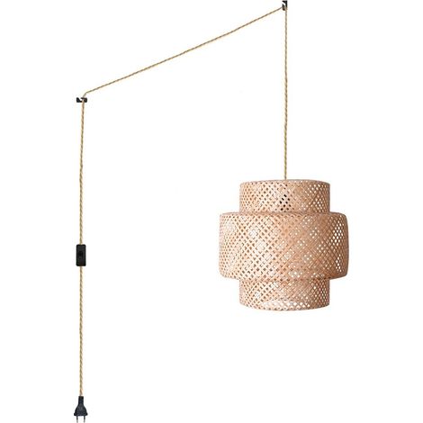 Suspension en osier "Onna" avec interrupteur et prise - Corde boho chic (1/5)