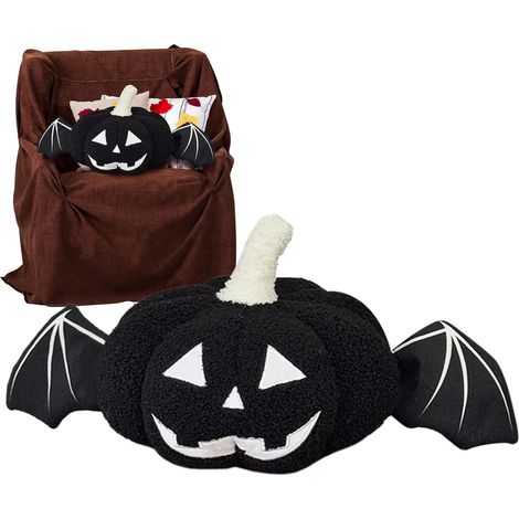 Coussin Jeté Halloween Décorations de fêtes saisonnières en peluche,  Coussin Décoratif Souriante Déco Vacances Canapé Lit Chambre Voiture Salle À Manger (1/5)