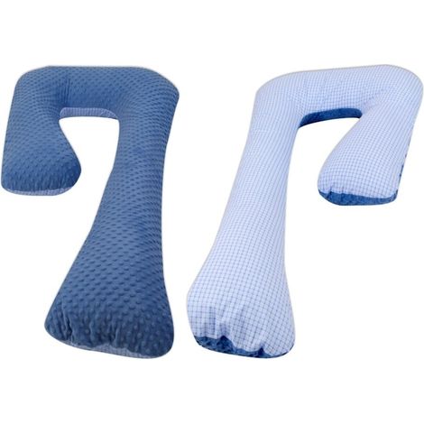 Cojín de lactancia - almohada para dormir de lado - tejido minky + algodón - forma "7" - rosa a cuadros - rojo (1/3)