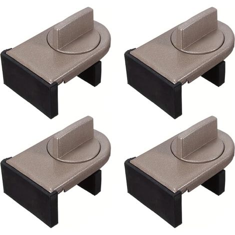 Lot de 4 verrous de fenêtre pour portes coulissantes et fenêtres coulissantes, butée de sécurité enfant réglable de 14 à 30 mm, ajustement sur rail Couleur café (1/5)