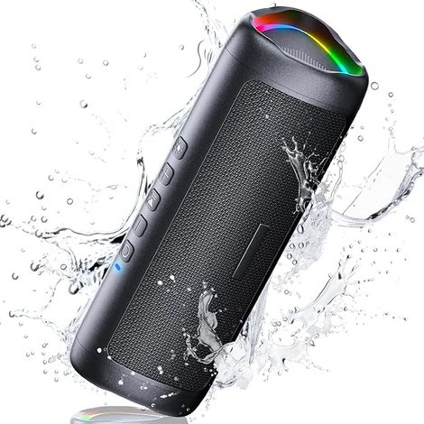 Enceinte Bluetooth Portable 5,3 Haut-Parleur sans Fil 30W avec Appairage TWS 24H Autonomie 30m Distance Lumière LED RGB Étanche IPX5 HD Stéréo Appel Mains Libres pour Fêtes Voyage Extérieur