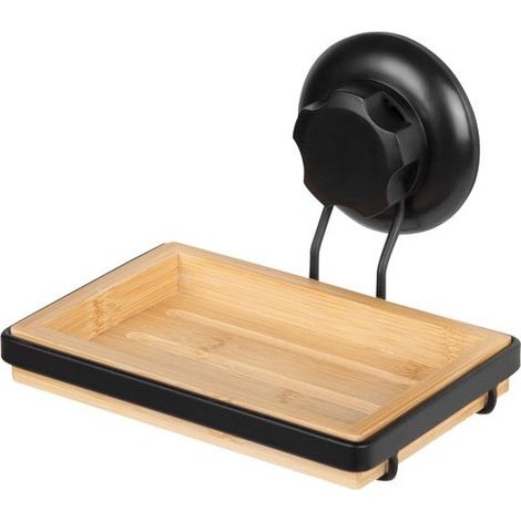 CIE EUROPE - Porte savon ou éponge à ventouse bambou noir mat (1/5)