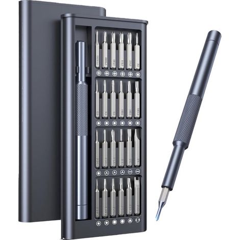 Juego de destornilladores de precisión miniatura 25 en 1，mini kit de reparación magnético profesional，[acero para rodamientos] destornilladores (1/5)
