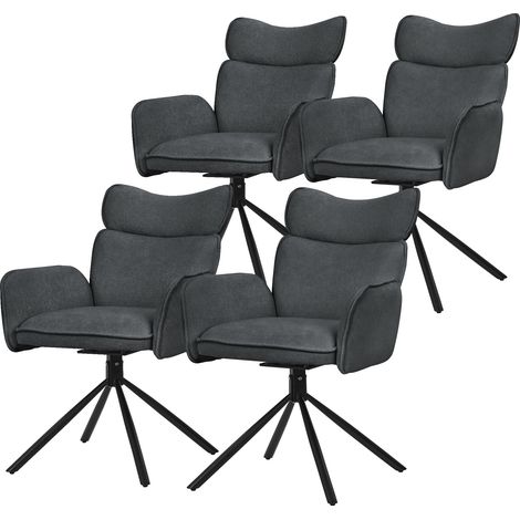 ML-Design Esszimmerstühle drehbar 4er Set Stoffbezug, Anthrazit, Wohnzimmerstuhl mit Armlehne & Rückenlehne, 360° Drehstuhl, Polsterstuhl mit Stahlgestell, Sessel ergonomisch, Küchenstuhl Loungesessel (1/2)