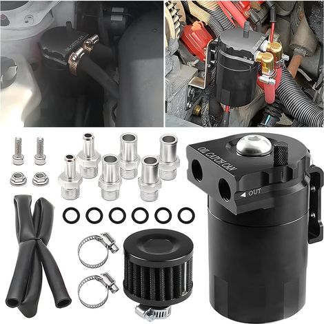 Universelles Recycling-Set für polierte Aluminiumtanks mit Luftfilter und Schlauch für Automotoren.