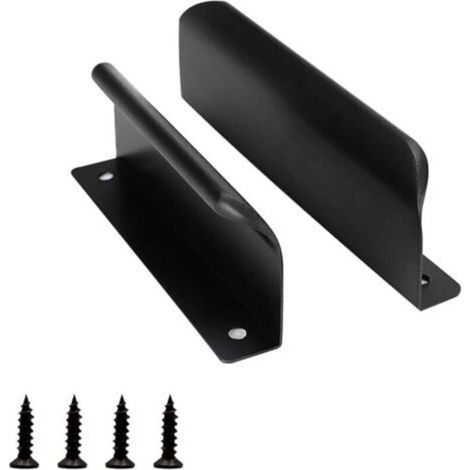 2 Pièces Poignée de Porte Coulissante, 120mm Poignée D'armoire Noire, Modern Poignée de Meuble Tiroir, for Wardrobes, Drawers, Balcony Doors (1/4)