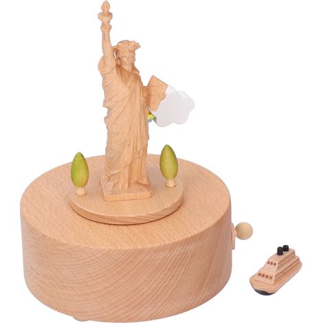 Boîte à musique en bois sculpté 3D, ornement rotatif pour décoration intérieure et cadeau artisanal (1/5)