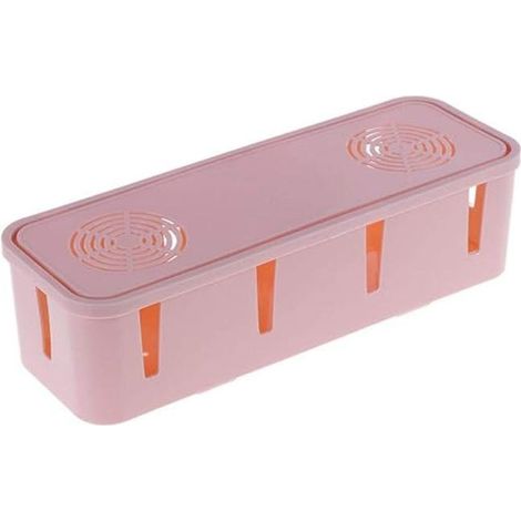 Scatola di sicurezza con coperchio, organizer per cavi, contenitore per cavi di alimentazione, decorazione per la casa, rosa (1/4)