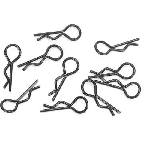 Lot de 10 pinces métalliques en forme de R pour carrosserie de voiture RC 1/5 1/6 1/8 1/10 (Noir) (1/5)