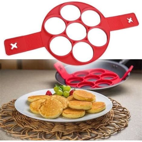 Moules à crêpes - MARGUERAS - Flippin' Fantastic - Silicone - Rouge - Compatible lave-vaisselle (1/4)