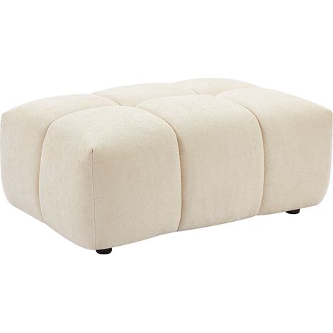 Pouf en tissu texturé beige APOLIU (1/4)