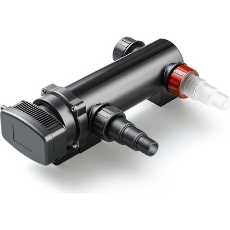 SunSun CUV-318 Stérilisateur Clarificateur de bassins ou d’étang - débit max. 3000 l/h - avec Lampe rayons UV-C 18 W + Miroir inox - pour Poissons et plantes aquatiques - Cours d’eau en hélice