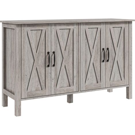 Credenza Stile Rustico Mobile Basso Multiuso 4 Ante 120x37x75 cm Grigio (1/5)