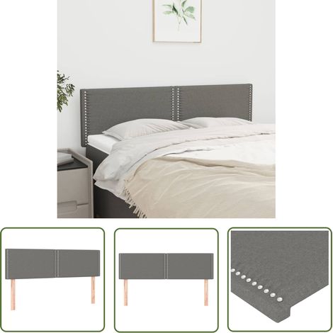 The Living Store Têtes de lit 2 pcs Gris foncé 72x5x78/88 cm Tissu - Tête De Lit - Têtière De Lit - Literie - Meuble De Chambre - Décoration Chambre (1/5)