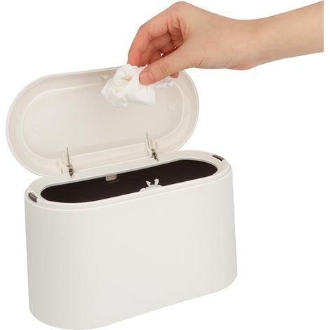 Poubelle de Table avec Couvercle à Bouton-Poussoir, mini poubelle de table pour cuisine, Petite Poubelle Design pour Salle de Bain Bureau 22 11 13cm (1/5)