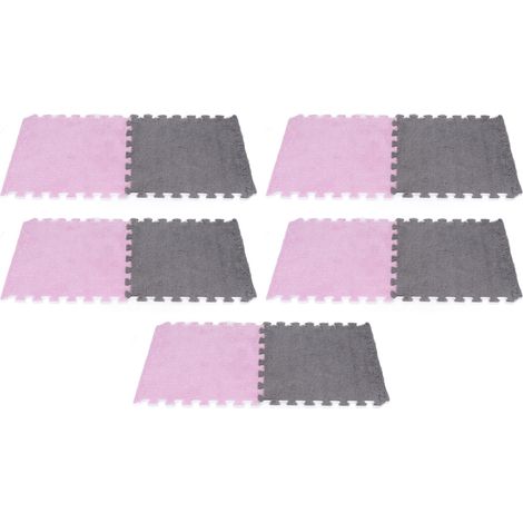 Tapis de sol emboîtable en mousse pelucheuse, doux et antidérapant, découpable, pour salon et chambre à coucher, gris, 5 pièces, violet, 5 pièces (1/5)