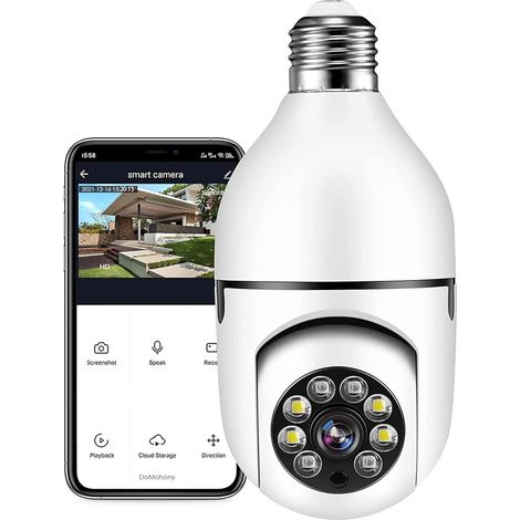 Caméra Ampoule 360 Degrés WiFi Extérieur avec Vision Nocturne, Caméra De Surveillance Guardcam (1/5)