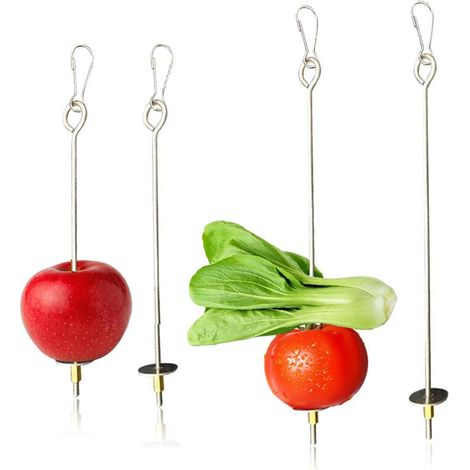 Support d'Alimentation Suspendu pour Oiseaux en Acier Inoxydable, Pichet à Fruits et Légumes pour Cage