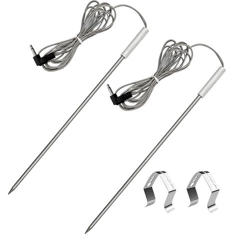 Sondes à viande de rechange pour grils et fumoirs experts/à granulés, thermomètre à prise de 3,5 mm avec 2 clips de sonde, adaptés aux accessoires de gril.