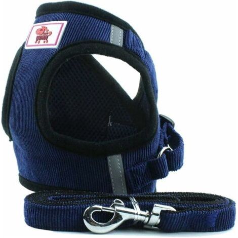 Gilet Harnais Doux d'entraînement Mesh Tissu Dog Vest Harnais pour Chiot, Chats, Petits Animaux PS042 (M, Dark Blue) (1/5)