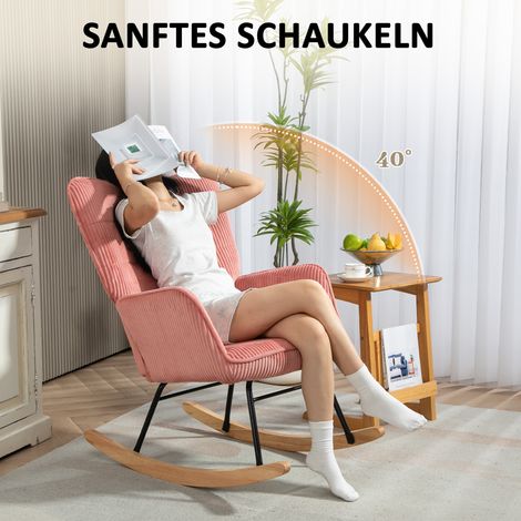 Fauteuil à bascule relaxant, chaise berçante, support jusqu'à 120 kg, polyester, 98 x 71 x 101 cm, rose (1/5)