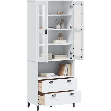 Highboard VIKEN Weiß 80x40x200 cm Massivholz Kiefer (1/5)