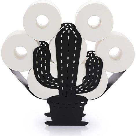 YMYNY Toilettenpapierrollenhalter, Metall-Papierhalter, Kaktusform, Papieraufbewahrung für Badezimmer (Schwarz) (1/5)