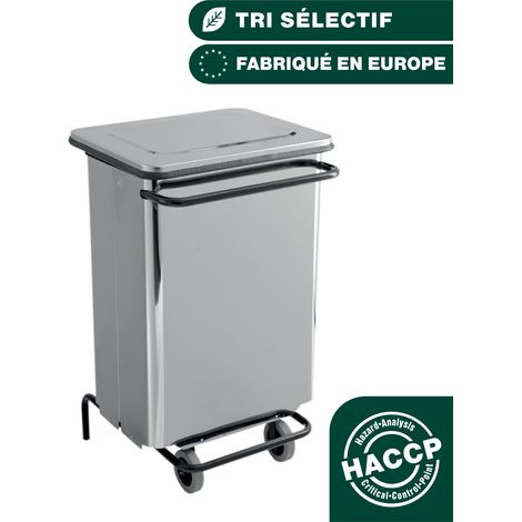 JVD - Conteneur mobile à pédale 70L Inox Brillant - Matériel professionnel (1/5)