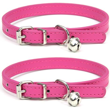 Collier Pour Chat - Cuir Véritable - Bande Élastique de Sécurité - Clochette Métallique - Ajustable 15,2 À 22,9 cm - 1 Pièce (1/5)