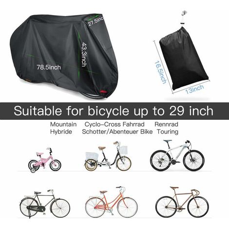 VURAHOME - housse de vélo,Housse imperméable 210D Oxford pour 1-2 vélos, protection UV, housse de pluie anti-poussière avec trou de serrure pour VTT, vélo de route électrique, XL (1/4)