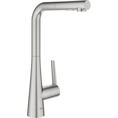 Mezclador monomando de fregadero Grohe Zedra, alcance 205mm, (1/4)