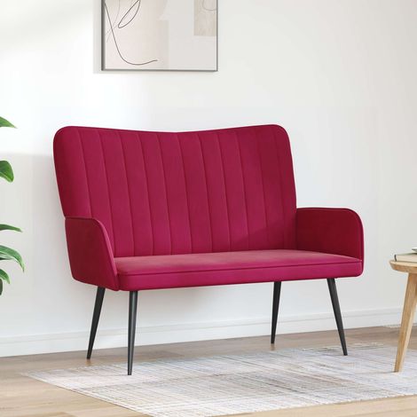 vidaXL Sofa 2 places Bordeaux 115 x 61 x 87 cm Velours (1/5)
