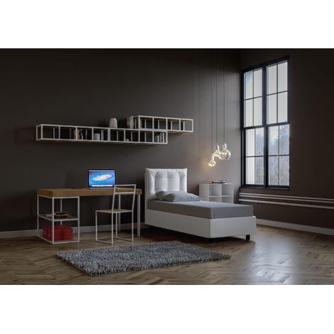 Letto singolo ANNALISA bianco con contenitore (1/5)