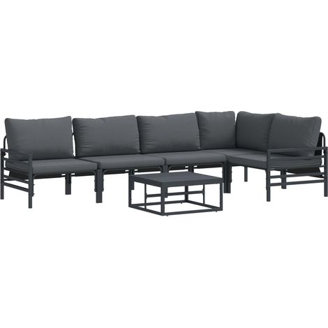Maison Exclusive - Conjunto de sofás de jardín 6 uds. Negro Acero (1/5)