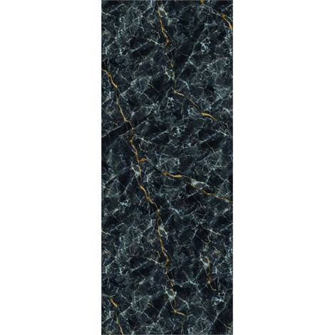 Panneau mural douche en alu-composite VIPANEL - Pierre Décor Marbre Noir Doré - Finition Brillant - 100x255cm (1/5)