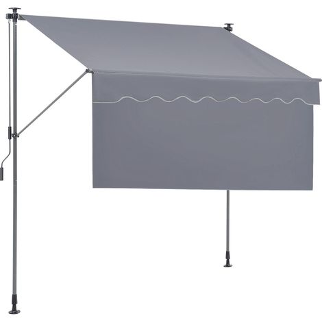 VEVOR Tenda da Sole Retrattile 2x1,2 m, Tenda Manuale per Balcone Tenda da Esterno Altezza Regolabile Frangivento Anti Raggi UV, Tenda Parasole Frangivista RetrattileTerrazza Balcone Giardino Cortile