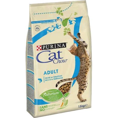 crocchette per gatto adulto "cat chow"  al salmone, 1,5 kg - purina (1/2)